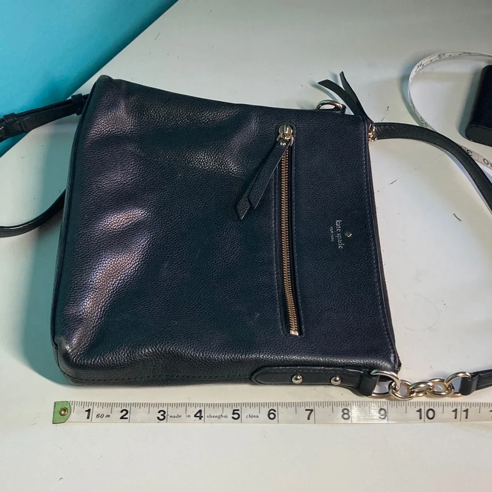 Kate Spade Melisse Black Leather Crossbody Bag 9” X 10” Zipper Top